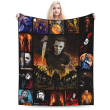 Load image into Gallery viewer, Horror Movie Flannel Throw Blanket (50" x 40") - Lightweight Halloween Decor