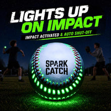 Load image into Gallery viewer, SPARK CATCH Light-Up LED Baseball | Impact Activated Glow-in-the-Dark Ball