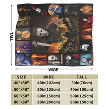 Load image into Gallery viewer, Horror Movie Flannel Throw Blanket (50" x 40") - Lightweight Halloween Decor