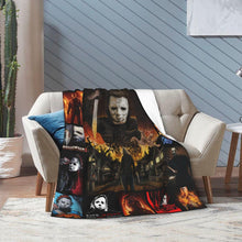 Load image into Gallery viewer, Horror Movie Flannel Throw Blanket (50" x 40") - Lightweight Halloween Decor
