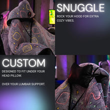 Load image into Gallery viewer, Glow-in-the-Dark Gaming Chair Blanket with Hood – Cosmic Controllers