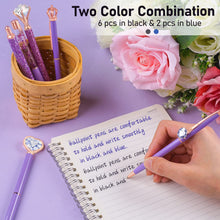 Load image into Gallery viewer, Set of 8 Purple Crystal Ballpoint Pens - Stylish Writing Gifts for Women