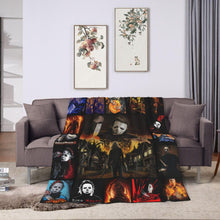 Load image into Gallery viewer, Horror Movie Flannel Throw Blanket (50" x 40") - Lightweight Halloween Decor