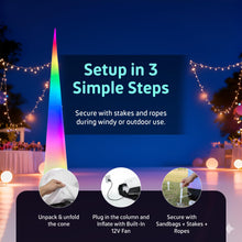 Load image into Gallery viewer, Inflatable Light-Up Cone – 9.8ft Color-Changing Event Decor