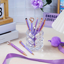 Load image into Gallery viewer, Set of 8 Purple Crystal Ballpoint Pens - Stylish Writing Gifts for Women