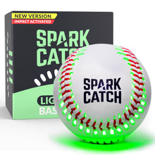 Load image into Gallery viewer, SPARK CATCH Light-Up LED Baseball | Impact Activated Glow-in-the-Dark Ball