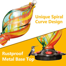 Load image into Gallery viewer, Hand-Blown Glass Spiral Ribbon Hummingbird Feeder | Colorful Garden Decor