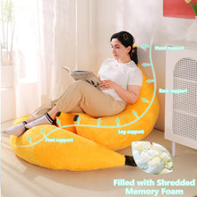 Load image into Gallery viewer, Banana Bean Bag with Ottoman – Convertible Floor Sofa Bed