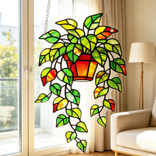 Load image into Gallery viewer, Plant Leaf Stained Glass Suncatcher Window Hanging