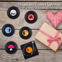 Load image into Gallery viewer, Retro Vinyl Record Drink Coasters with Player Holder | Music Lover Gift Set