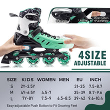 Load image into Gallery viewer, Adjustable Inline Skates with LED Wheels