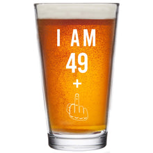 Load image into Gallery viewer, Funny 49 + 1 Middle Finger 50th Birthday Pint Glass | 16oz Gag Gift