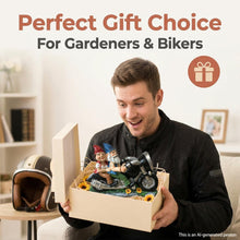 Load image into Gallery viewer, Solar Biker Gnome – Motorcycle Couple Garden Statue