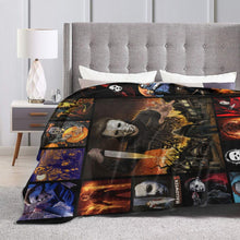 Load image into Gallery viewer, Horror Movie Flannel Throw Blanket (50" x 40") - Lightweight Halloween Decor