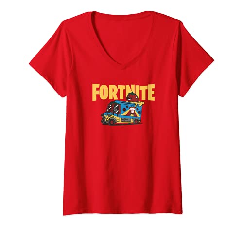 Womens Fortnite Pete's Pizza Fortnite V-Neck T-Shirt