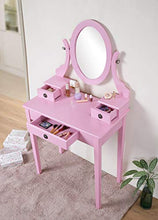 Load image into Gallery viewer, Pink Wood Makeup Vanity Table and Stool Set - Gifteee Unique & Unusual gifts, Cool gift ideas