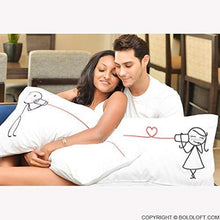 Load image into Gallery viewer, Couples Pillowcases - love line - Gifteee Unique & Unusual gifts, Cool gift ideas