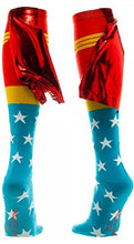 Load image into Gallery viewer, DC Comics Wonder Woman Knee High Shiny Cape Socks - Gifteee Unique & Unusual gifts, Cool gift ideas