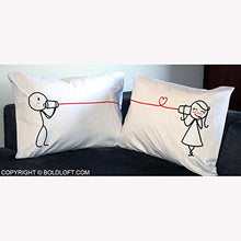 Load image into Gallery viewer, Couples Pillowcases - love line - Gifteee Unique & Unusual gifts, Cool gift ideas