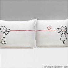 Load image into Gallery viewer, Couples Pillowcases - love line - Gifteee Unique & Unusual gifts, Cool gift ideas
