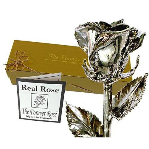 Platinum Dipped Real Rose w/Gold Gift Box - Gifteee. Find cool & unique gifts for men, women and kids