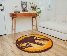 Load image into Gallery viewer, Jurassic World Logo 39-Inch Round Rug - Gifteee Unique & Unusual gifts, Cool gift ideas