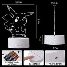 Load image into Gallery viewer, Pikachu 3D Illusion LED Night Light - Gifteee Unique & Unusual gifts, Cool gift ideas
