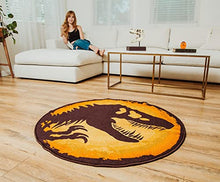 Load image into Gallery viewer, Jurassic World Logo 39-Inch Round Rug - Gifteee Unique & Unusual gifts, Cool gift ideas