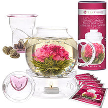Load image into Gallery viewer, Teabloom Heart Shaped Flowering Tea – 12 Assorted Blooming Tea Flowers – Green Tea + Jasmine, Pomegranate, Strawberry, Rose, Litchi & Peach – Gift For Tea Lover's Anniversary, Valentine, Birthday - Gifteee Unique & Unusual gifts, Cool gift ideas