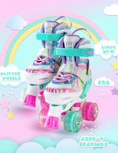 Load image into Gallery viewer, Rainbow Unicorn 4 Size Adjustable Light up Roller Skates - Gifteee. Find cool &amp; unique gifts for men, women and kids
