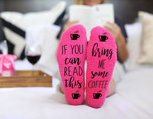 Load image into Gallery viewer, Bring Me Coffee Fuzzy Pink Socks - Gifteee Unique & Unusual gifts, Cool gift ideas