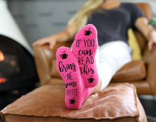Load image into Gallery viewer, Bring Me Coffee Fuzzy Pink Socks - Gifteee Unique & Unusual gifts, Cool gift ideas