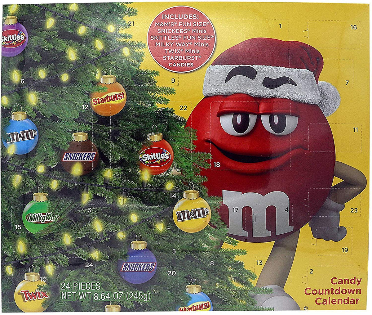 Mars Christmas Advent Calendar M&Ms, Twix, Snickers, Starburst, Ski...