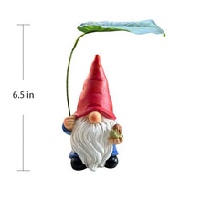 Load image into Gallery viewer, WSHMZYHOME Garden Gnome with Leaf Umbrella – Hand-Painted Resin Lawn Sculpture
