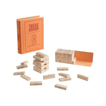 Load image into Gallery viewer, Vintage Bookshelf Block Tower Game – 54-Piece Wooden Stacking Game
