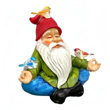 Load image into Gallery viewer, Meditating Lotus Solar Gnome Statue – Lighted Bird Figurine for Gardens
