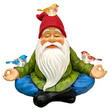 Load image into Gallery viewer, Meditating Lotus Solar Gnome Statue – Lighted Bird Figurine for Gardens
