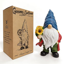Load image into Gallery viewer, Bezseili Sunflower Bouquet Garden Gnome Statue – Hand-Painted Rustic Lawn &amp; Home Decor
