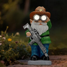 Load image into Gallery viewer, Solar Rifle &amp; Telescope Gnome Statue – Lighted Outdoor Guard Sculpture
