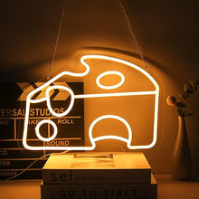 Load image into Gallery viewer, Golden Yellow LED Cheese Wedge Neon Wall Sign – USB-Powered Kitchen &amp; Business Decor
