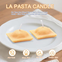 Load image into Gallery viewer, Set of 2 Ravioli Pasta Scented Soy Candles – Novelty Vanilla Italian Foodie Decor
