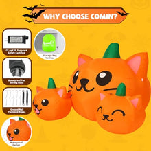 Load image into Gallery viewer, Halloween Pumpkin Cat Inflatable – 5ft LED Yard Decoration
