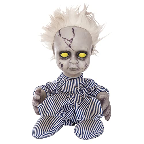 Creepy Crying Baby Doll with Sound Activation - Animatronic Halloween Prop