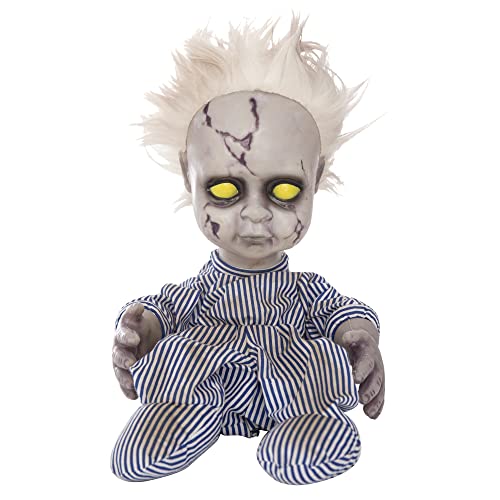 Sound-activated creepy crying baby doll animatronic