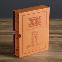 Load image into Gallery viewer, Vintage Bookshelf Block Tower Game – 54-Piece Wooden Stacking Game
