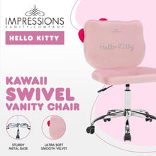 Load image into Gallery viewer, Hello Kitty Vanity Chair – Pink Swivel Makeup Chair with Wheels
