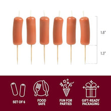 Load image into Gallery viewer, Sausage Party Cake Candles – 6-Pack Novelty Hot Dog Cocktail Weenie Candles
