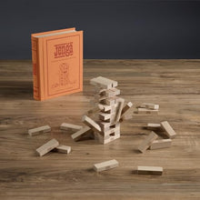 Load image into Gallery viewer, Vintage Bookshelf Block Tower Game – 54-Piece Wooden Stacking Game
