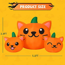Load image into Gallery viewer, Halloween Pumpkin Cat Inflatable – 5ft LED Yard Decoration
