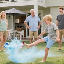 Load image into Gallery viewer, Gender Reveal Soccer Ball – Blue &amp; Pink Powder Explosion Ball
